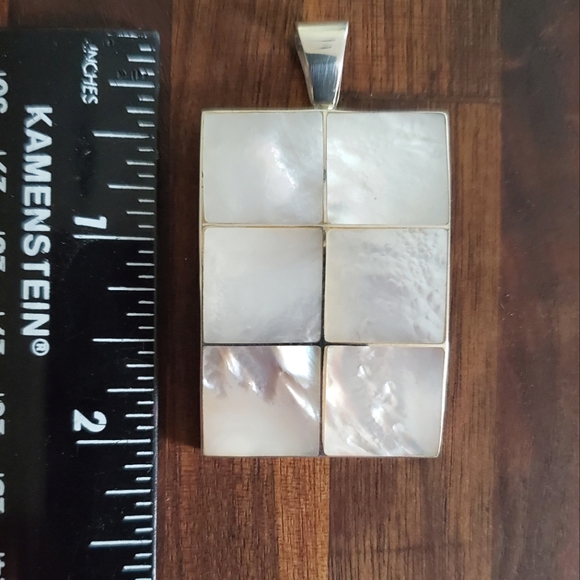 Rectangle Pendant with shell and sterling silver - Picture 6 of 6